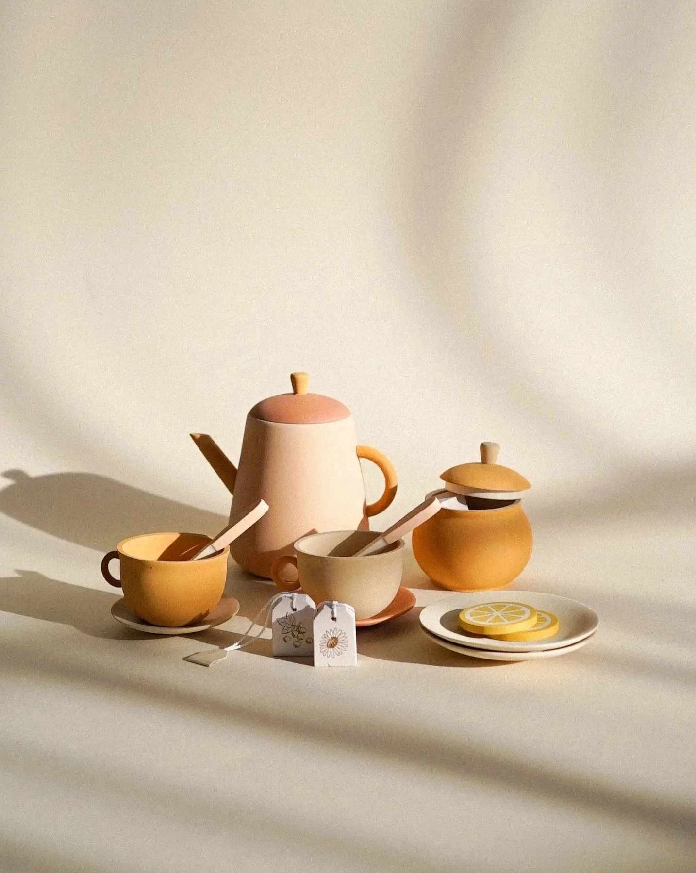 Handmade Wooden Tea Set - Flower 2 Handmade Wooden Tea Set - Flower - Image 2