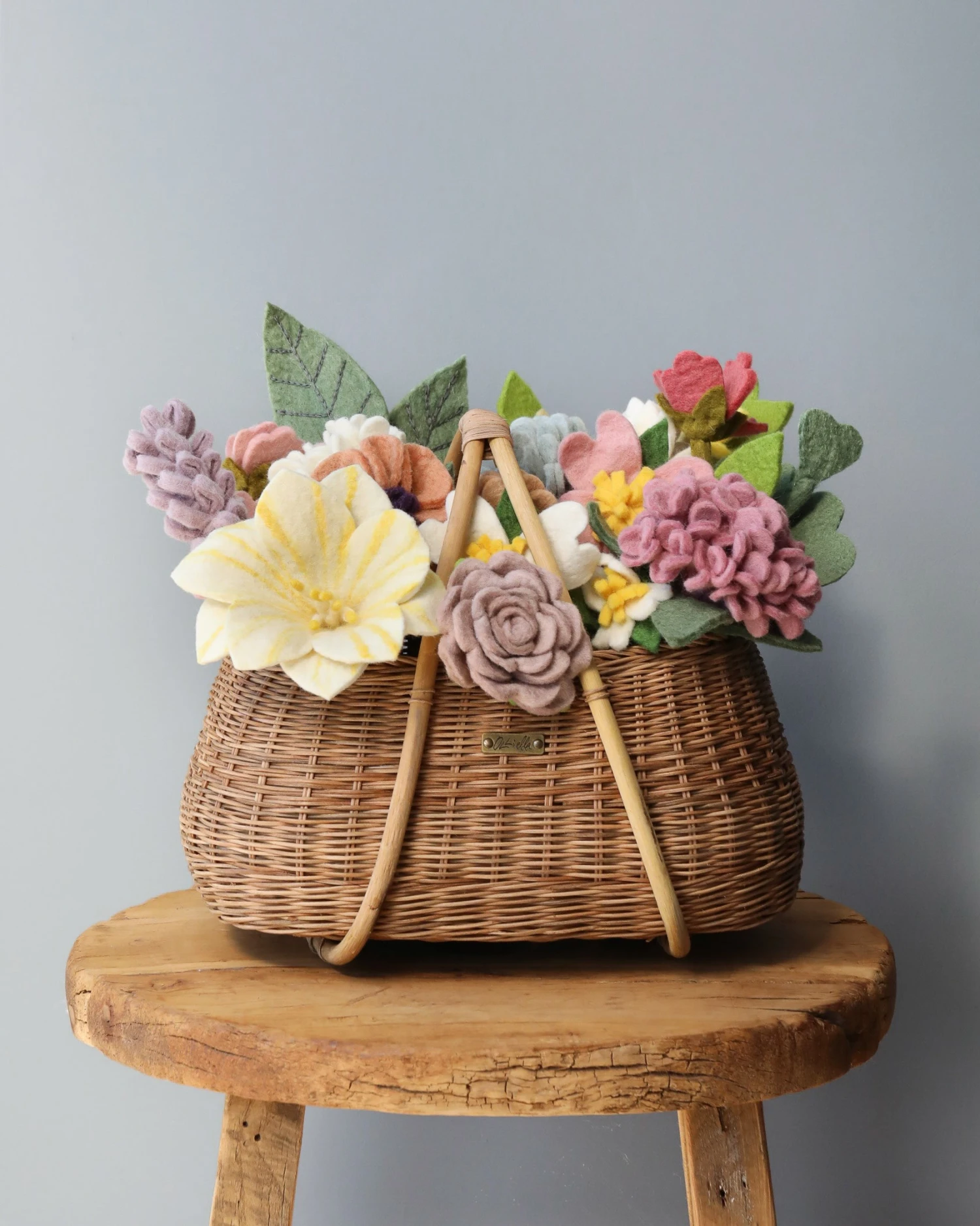 Large Basket Of Felt Flowers - Spring Mix 2 Large Basket Of Felt Flowers - Spring Mix - Image 2