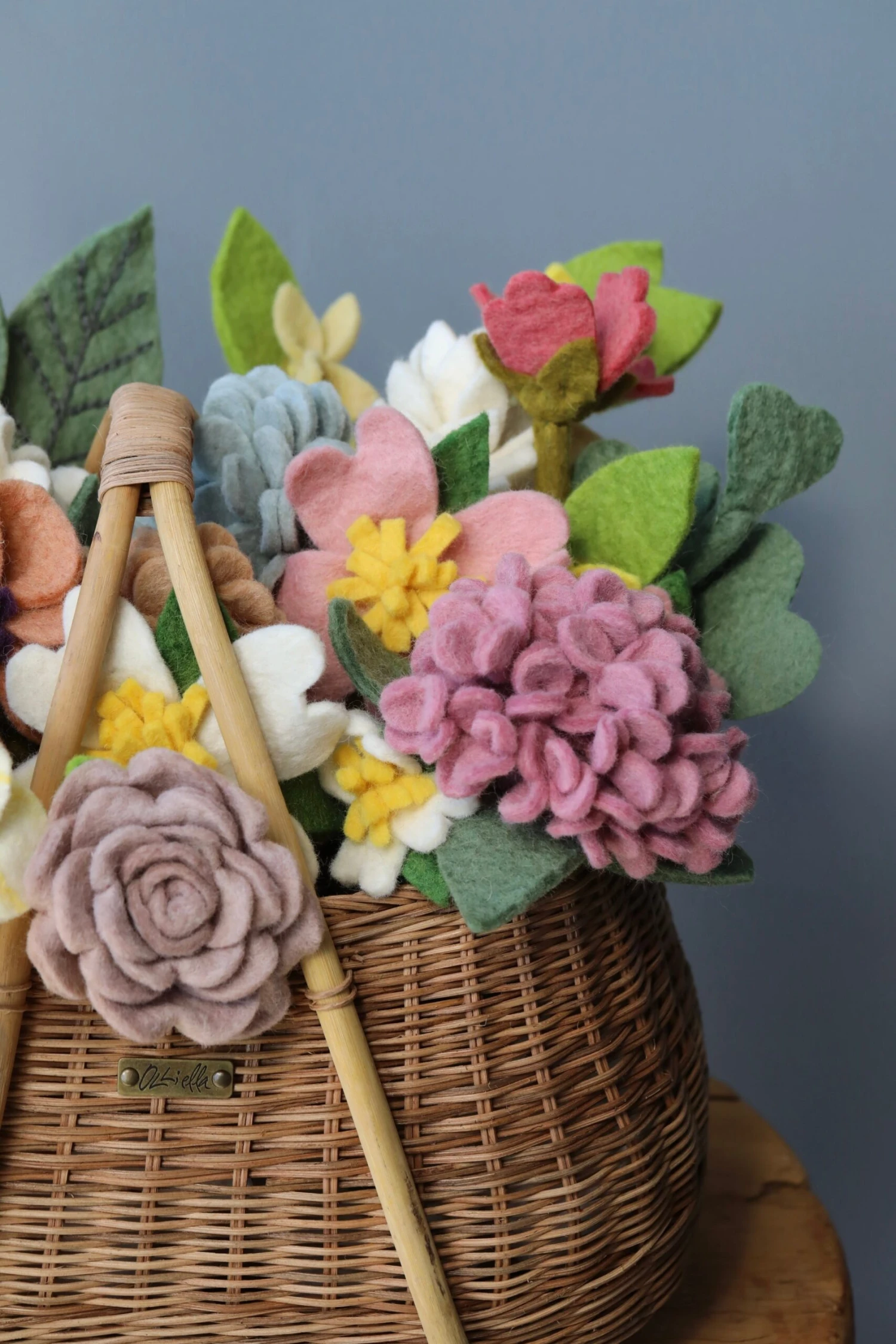 Large Basket Of Felt Flowers - Spring Mix 3 Large Basket Of Felt Flowers - Spring Mix - Image 3