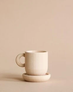 Small Wooden Tea Cup & Saucer