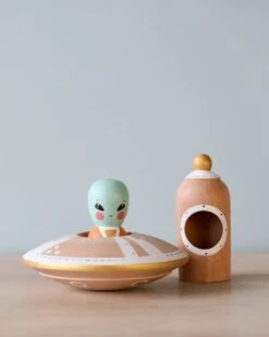 Handmade Wooden UFO With Alien -Toy Shop 2J2A4460