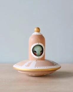 Handmade Wooden UFO With Alien -Toy Shop 2J2A4488