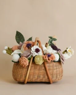 Large Basket Of Felt Flowers - Blooming Meadow