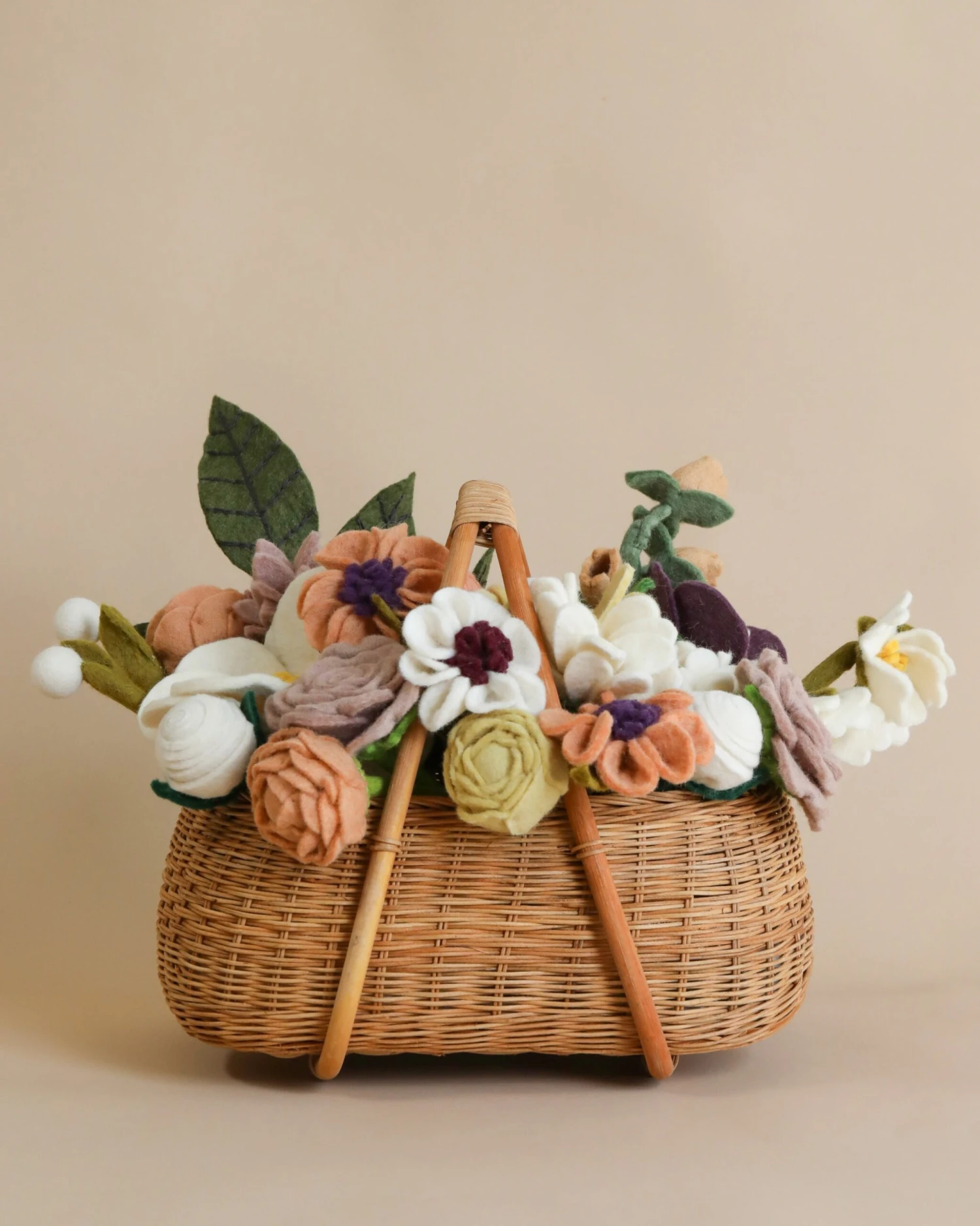 Large Basket Of Felt Flowers - Blooming Meadow 1 Large Basket Of Felt Flowers - Blooming Meadow