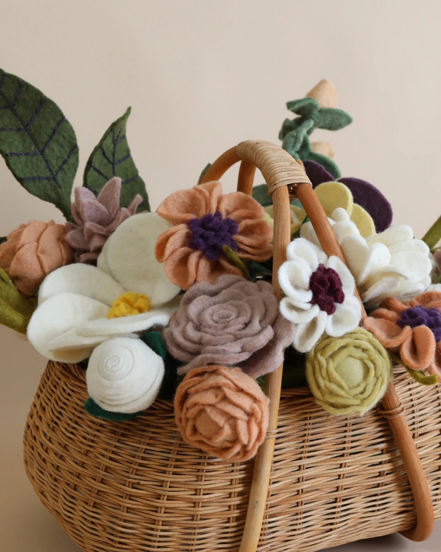 Large Basket Of Felt Flowers - Blooming Meadow 3 Large Basket Of Felt Flowers - Blooming Meadow - Image 3