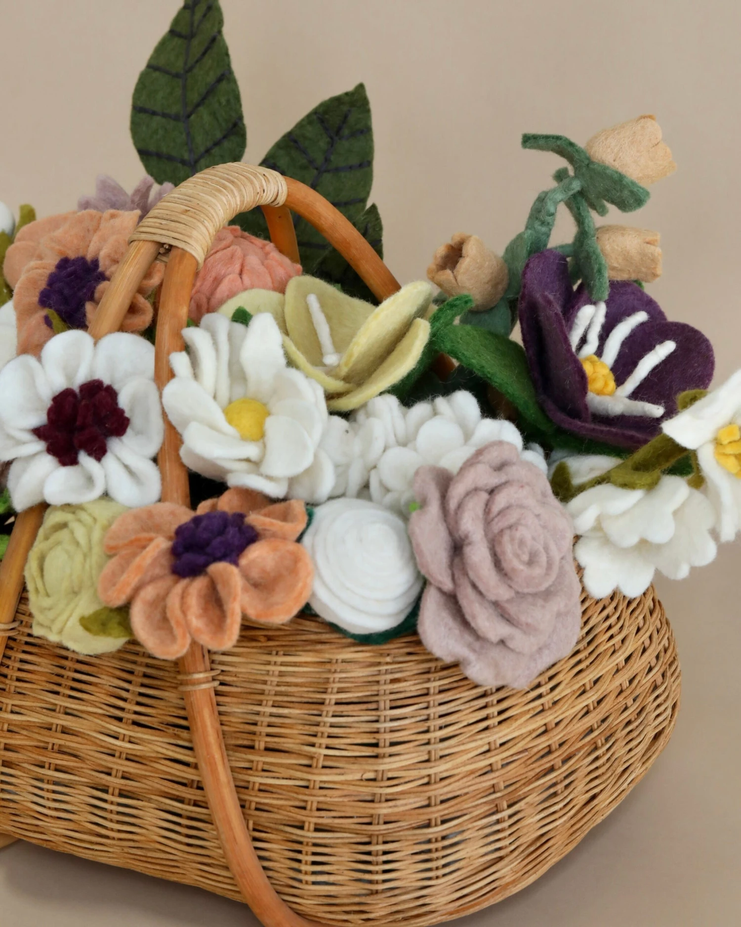 Large Basket Of Felt Flowers - Blooming Meadow 2 Large Basket Of Felt Flowers - Blooming Meadow - Image 2