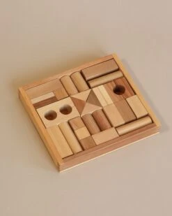 Wooden Building Blocks With Tray
