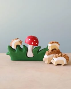 Hedgehog Family & Mushroom Set