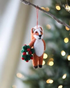 Handmade Felt Fox Christmas Tree Ornament