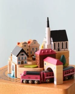 Wooden Train Music Box - European Town -Toy Shop 2J2A8674