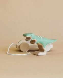 Handmade Wooden T-Rex Dinosaur Push Toy With Built-In Magnets