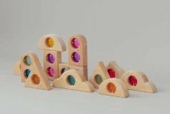 Bauspiel Fairytale Window Gem Block Set In A Tray (12 Pieces) -Toy Shop 35296775