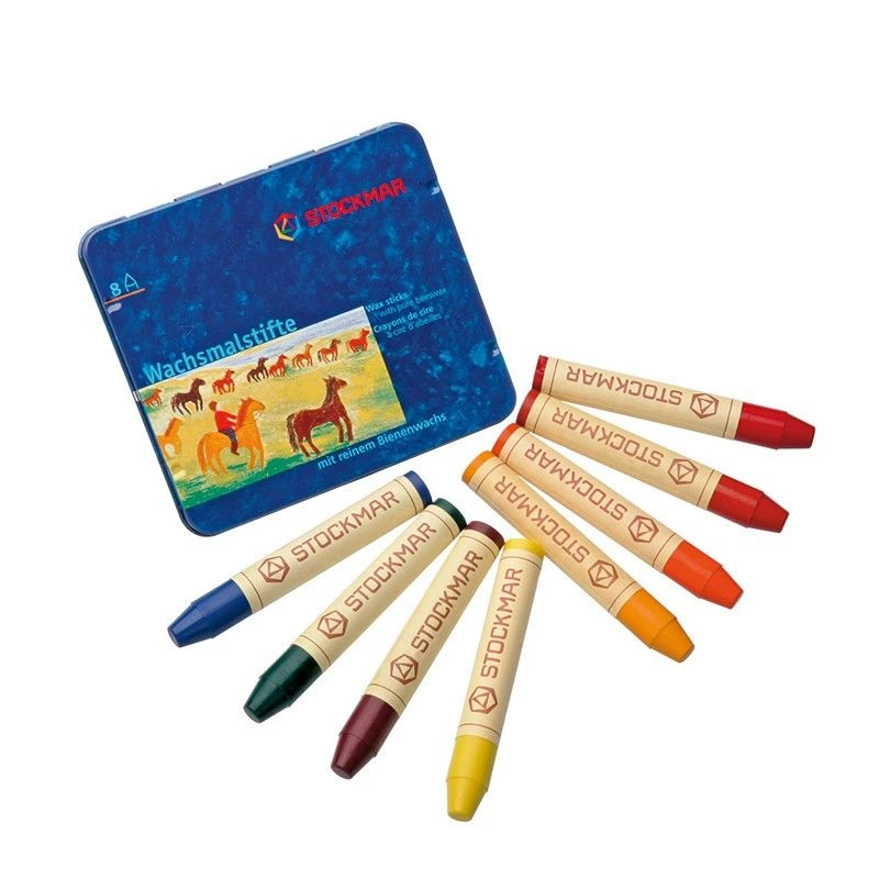 Stockmar Wax Stick Crayons Waldorf Tin Case - 8 Assorted 3 Stockmar Wax Stick Crayons Waldorf Tin Case - 8 Assorted - Image 3