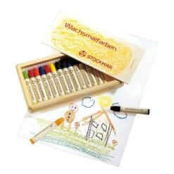 Stockmar Wax Stick Crayons Wooden Box - 16 Assorted -Toy Shop 85032500 1