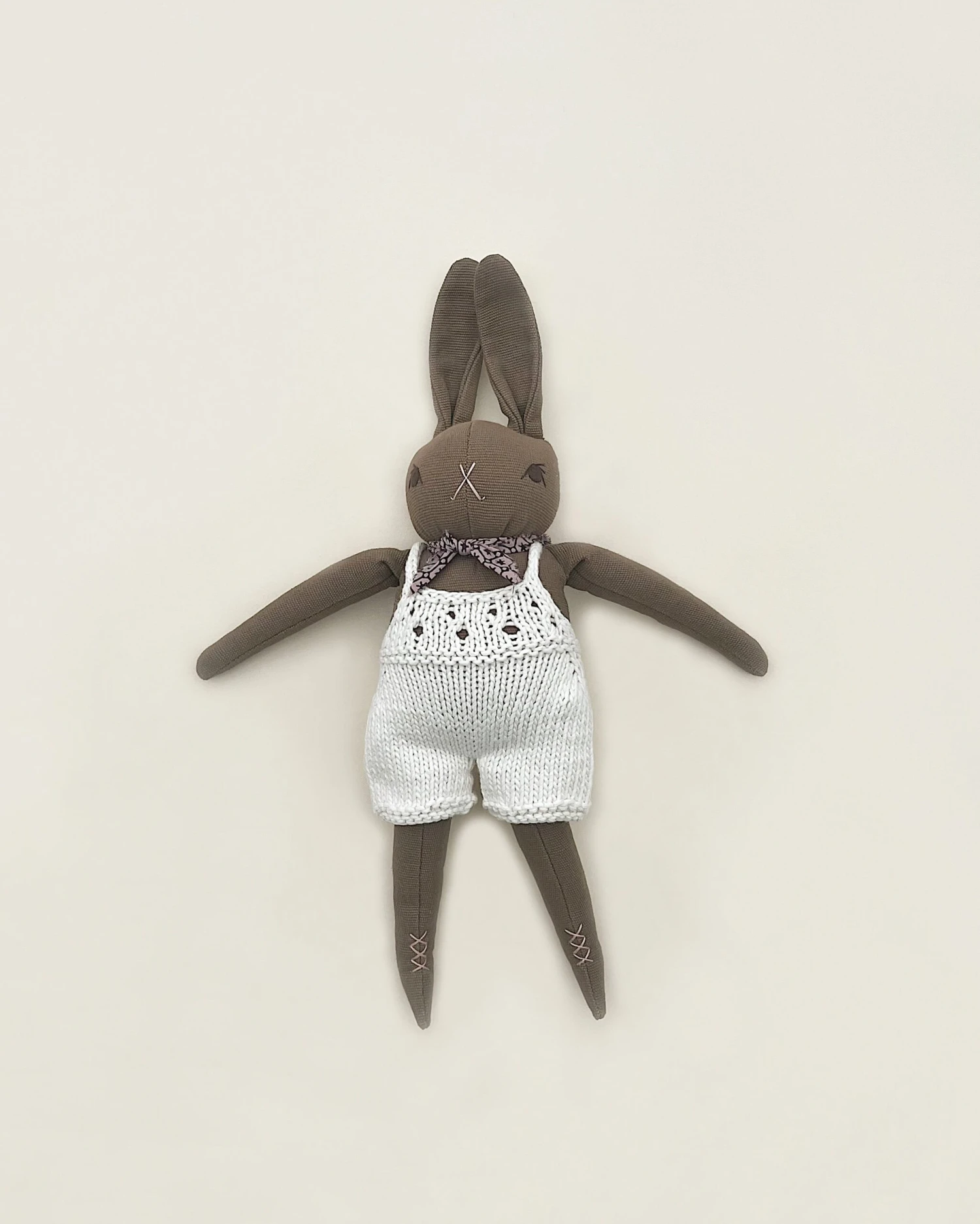 Polka Dot Club Brown Rabbit In Hand Knit Overalls 2 Polka Dot Club Brown Rabbit In Hand Knit Overalls - Image 2