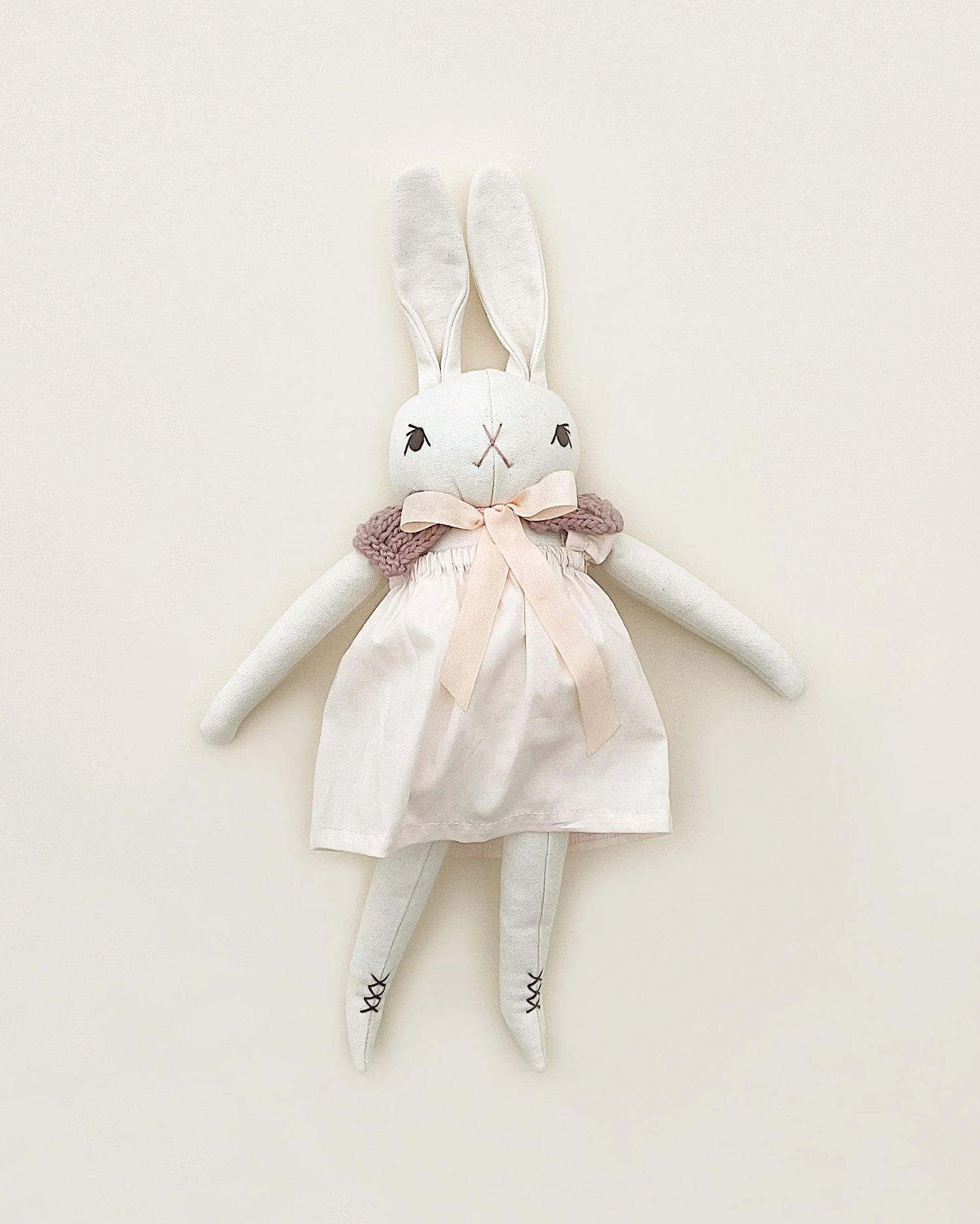 Polka Dot Club Medium Cream Rabbit Hand Knit Collar 2 Polka Dot Club Medium Cream Rabbit Hand Knit Collar - Image 2