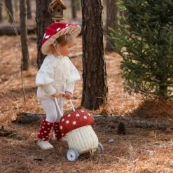 Olli Ella Rattan Mushroom Luggy - Red -Toy Shop mushroomluggy red 2 2000x jpg